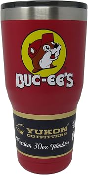 Buc-ees Red Stainless Steel Tumbler With Bucky the Beaver, Double Wall Vacuum Insulated, 30 Ounces