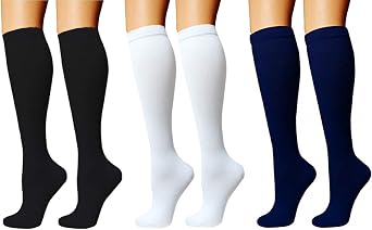 Compression Graduated 10-20 mmHg Socks 3 Pair Support Recovery Stockings Feet Foot Calf Ankle Pain and Aches
