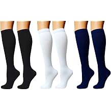 Compression Graduated 10-20 mmHg Socks 3 Pair Support Recovery Stockings Feet Foot Calf Ankle Pain and Aches