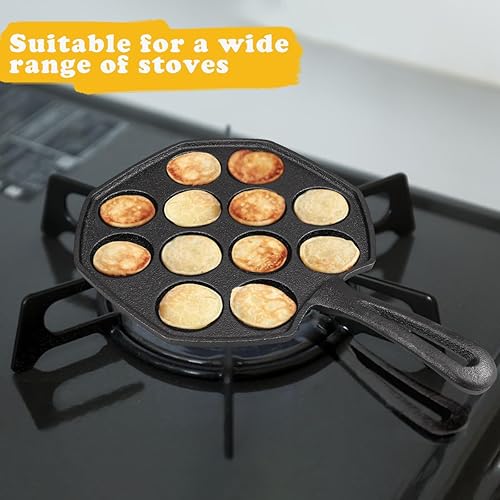 Miniatura 6 de DOERDO Takoyaki Maker Takoyaki - Molde de bolas de carne de pulpo de hierro fundido antiadherente para bolas de pulpo, 12 agujeros