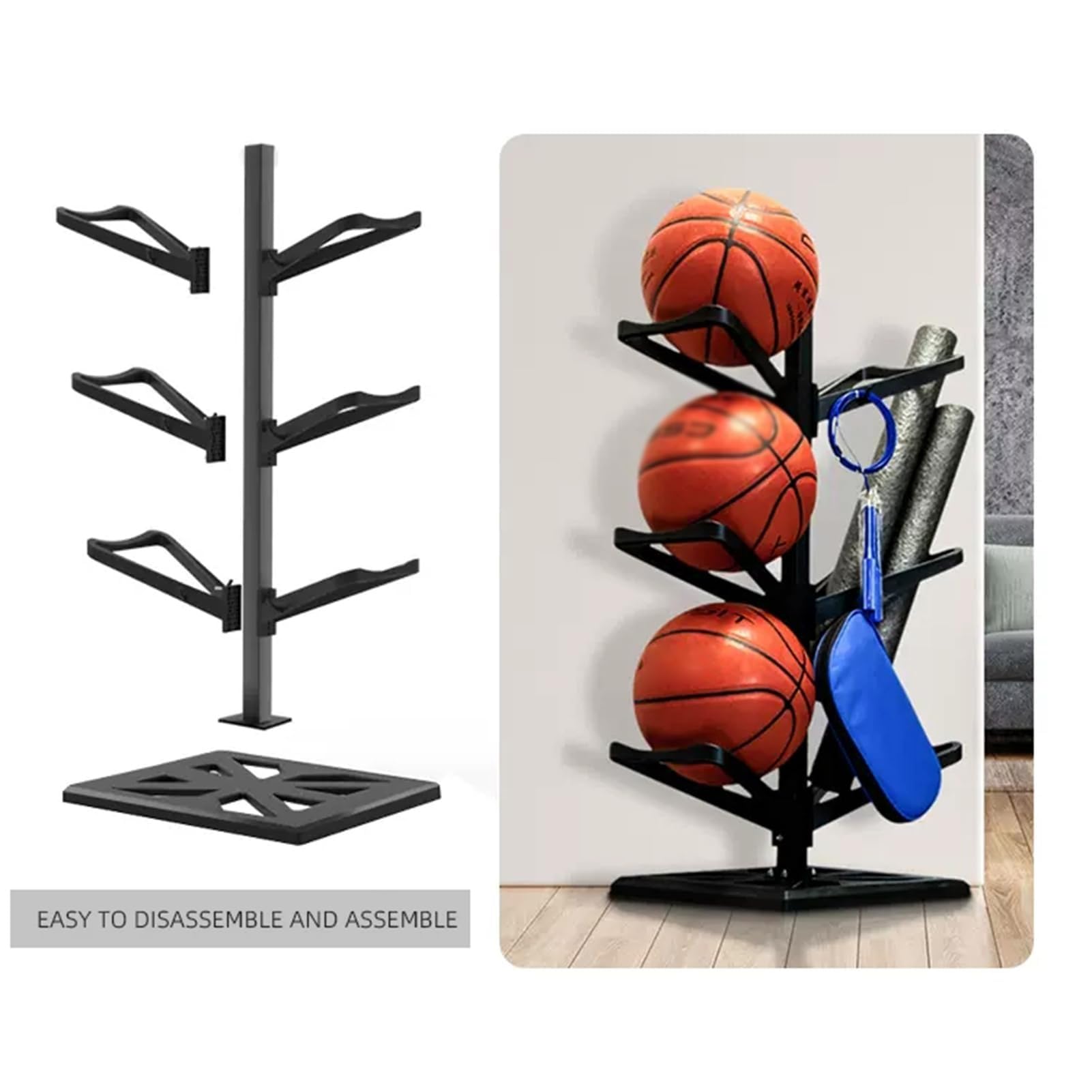 Mehrschichtiger, Abnehmbarer Basketball-Aufbewahrungsständer For Das Fitnessstudio, Die Schule, Die Garage, Organizer For Volleyball Und Baseball, Bodenstehender Aufbewahrungshalter For Die Anzeige(3