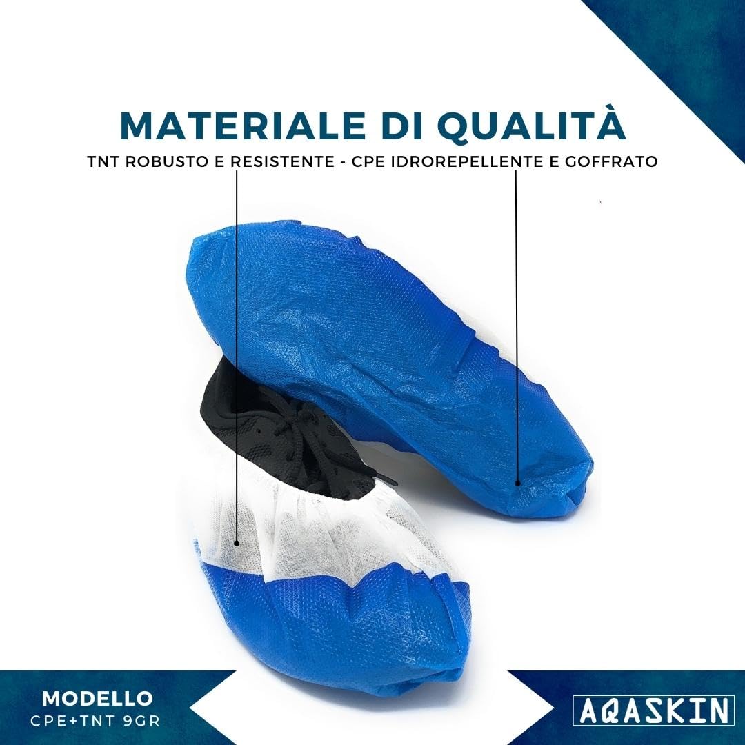 Copriscarpe Monouso Impermeabili Extra Resistenti Suola Goffrata CPE TNT 100 pz