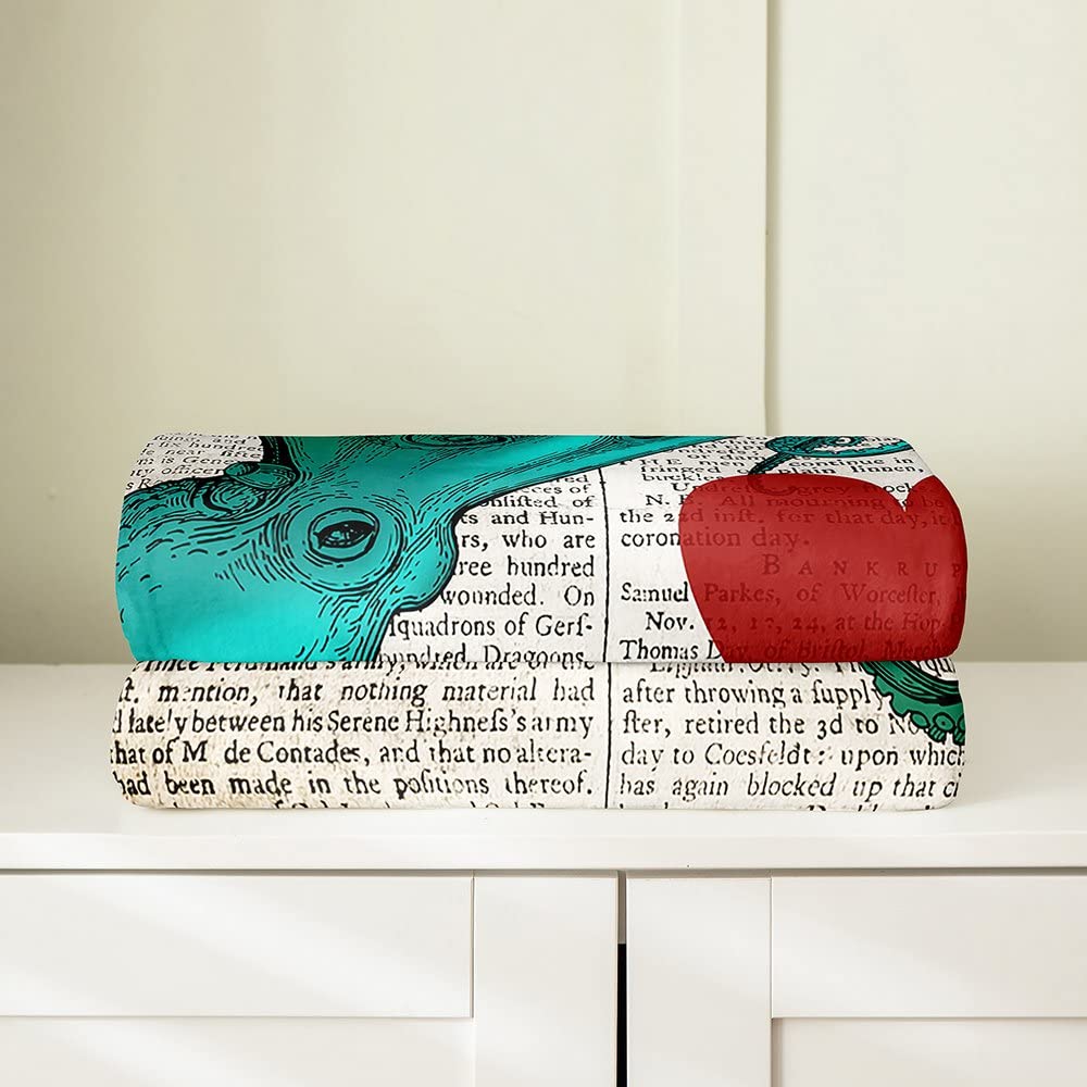 Manta de franela de forro polar de pulpo, manta de felpa de Ocean Kraken, tentáculos de pulpo, estilo retro para todas las estaciones, para sofá, niños, microfibra, mar, reina, 90 x 90 pulgadas