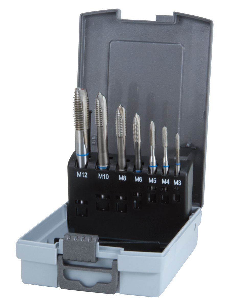 Ruko Hss Machine Tap Set In Plastic Case, Bright Finish, 7 Pieces, R245057ro