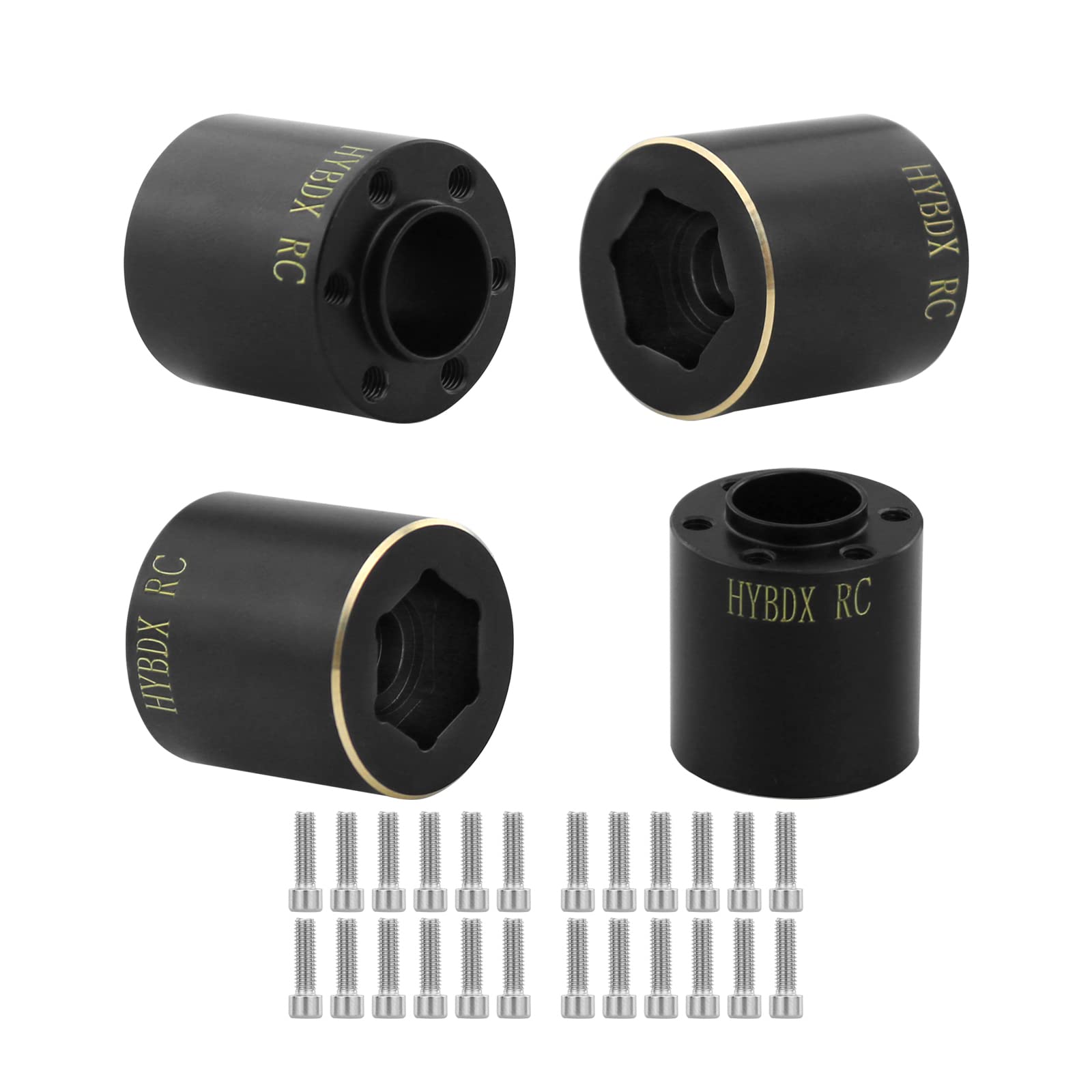 HYBDX Rc Brass Weights Wheel Hex Hub Widen Adapter for 1/10 RC Crawler 1.9 2.2Inch Wheels Rim Axial SCX10 TRX4 Counterweight(Black, 22mm*4)