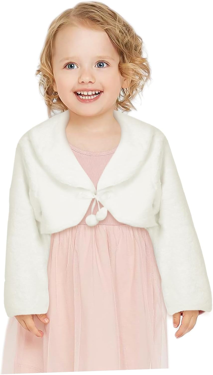 Children Warm Tippet White Dress Wedding Girl Cape Jacket Fur Shawl Girl Cape Princess Faux Fur Wraps