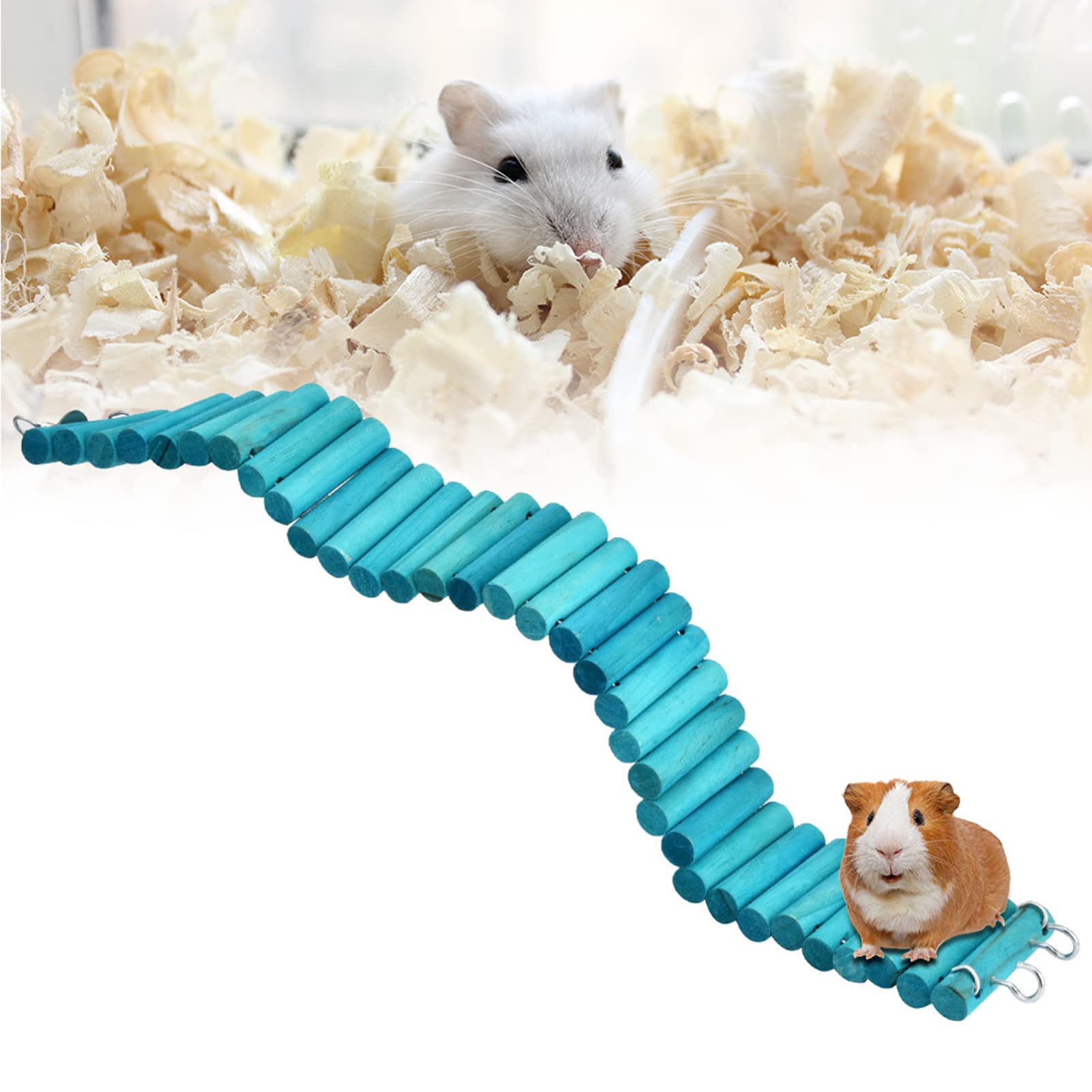 Zerodis 6 * 50 CM Mascota hámster Loro Escalada de pie Escalera de Madera Juguete Suave Escalera Puente Colgante Juguete de Entrenamiento para Animales pequeños