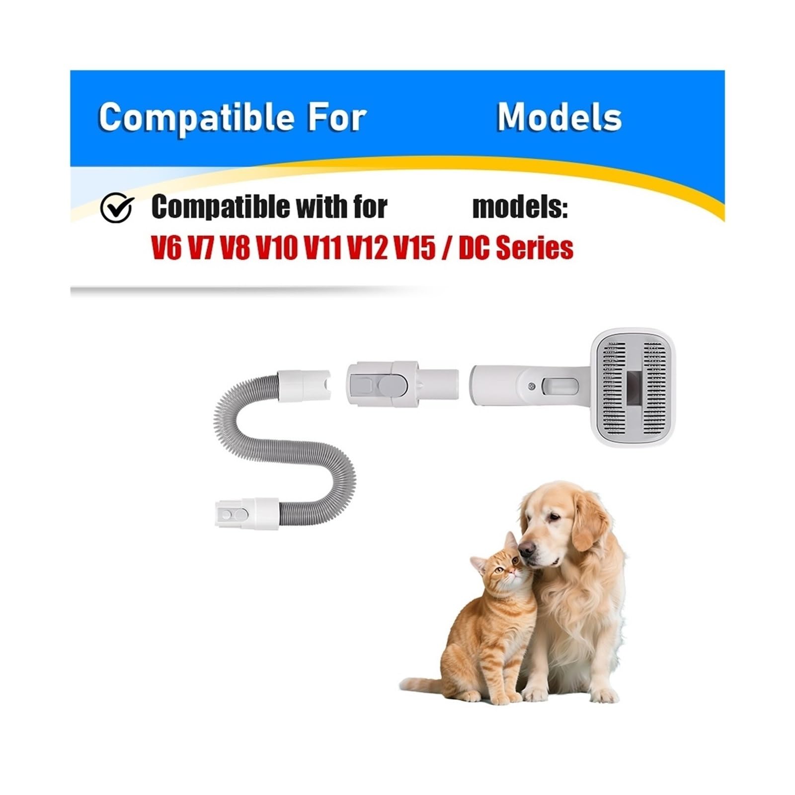 Accesorio De Vacío for Cepillo De Pelo for Mascotas, Compatible Con Dyson,V6 V7 V8 V10 V11 V12 V15, Manguera Extendida for Mascotas Medianas Y Grandes