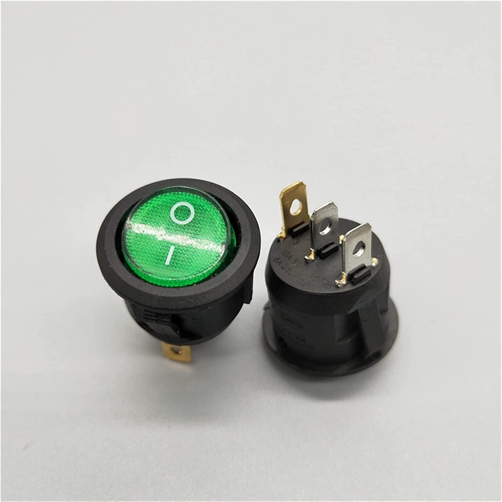Interrupteur à bascule 20mm KCD1 interrupteur Led 10A 12V interrupteur d'alimentation lumière bouton de voiture allume/éteint 3pin interrupteur à bascule rond (Color : Green, Size : 12V)