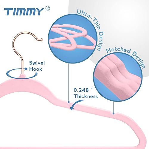 Miniatura 3 de TIMMY Perchas de terciopelo negro  Perchas para trajes (paquete de 50) Perchas ultrafinas que ahorran espacio y perchas de ropa resistentes con