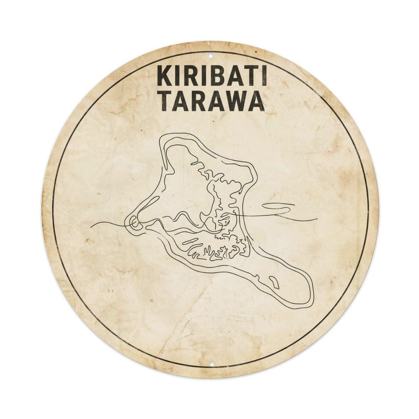 Kiribati Tarawa Atoll Travel Minimal Geometry Metal Tin Sign