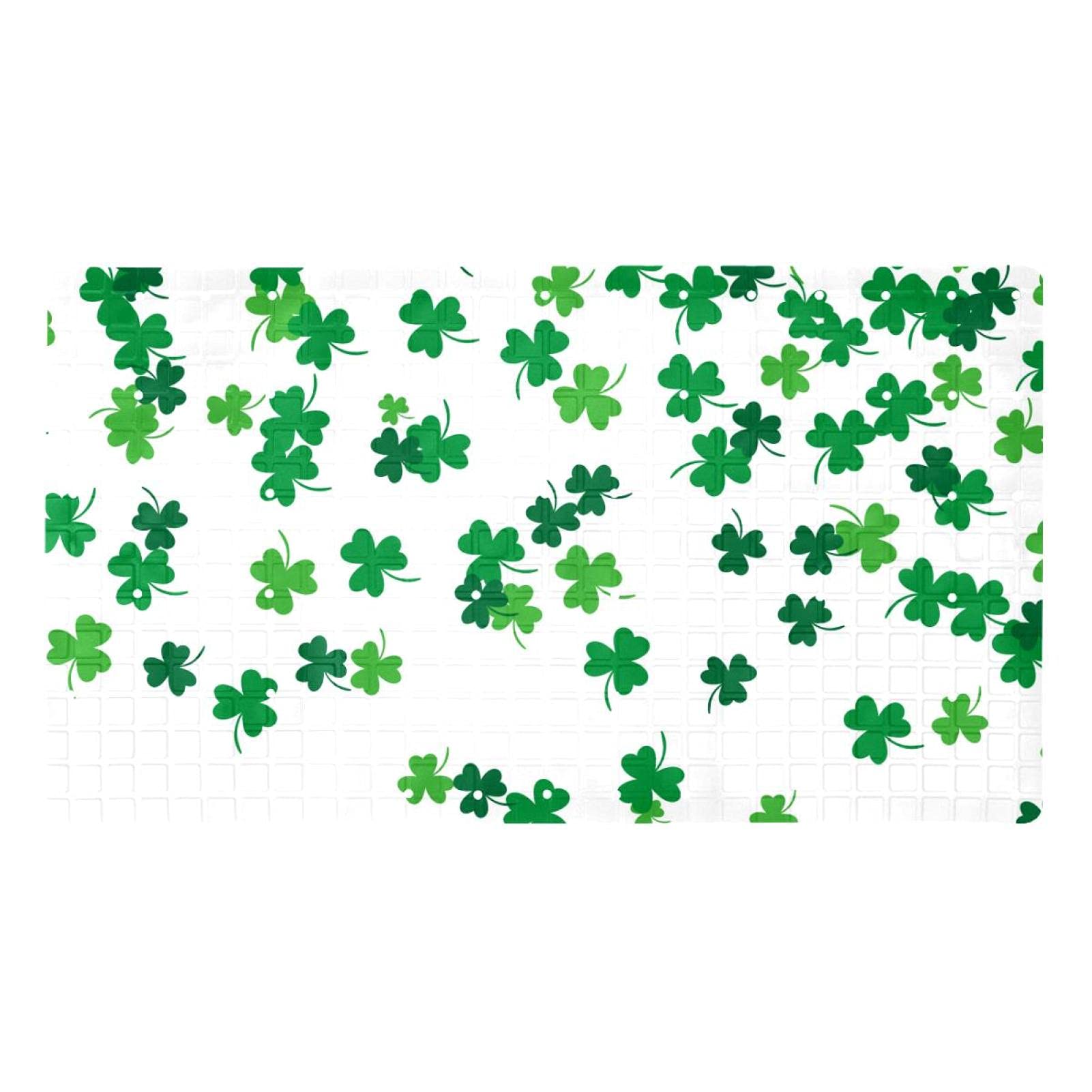 Tapis de bain avec ventouses et trous de drainage motif trèfles vert 40x70