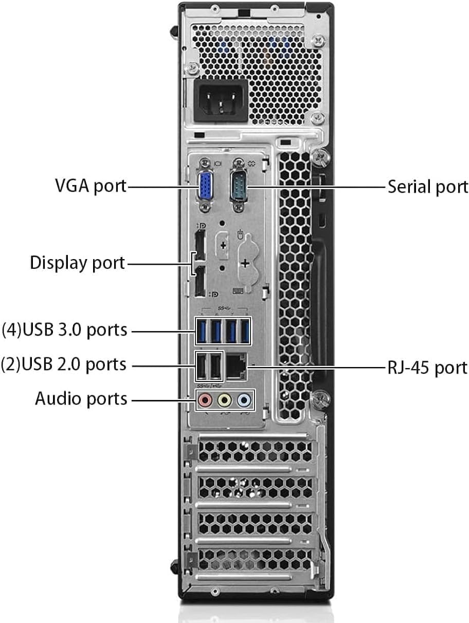 Lenovo ThinkCentre M800 SFF Desktop Computer, Intel Core i3-6100, 8GB RAM, 256GB SSD, WiFi, Bluetooth, US QWERTY Tastatur, Windows 11 Pro (Generalüberholt)