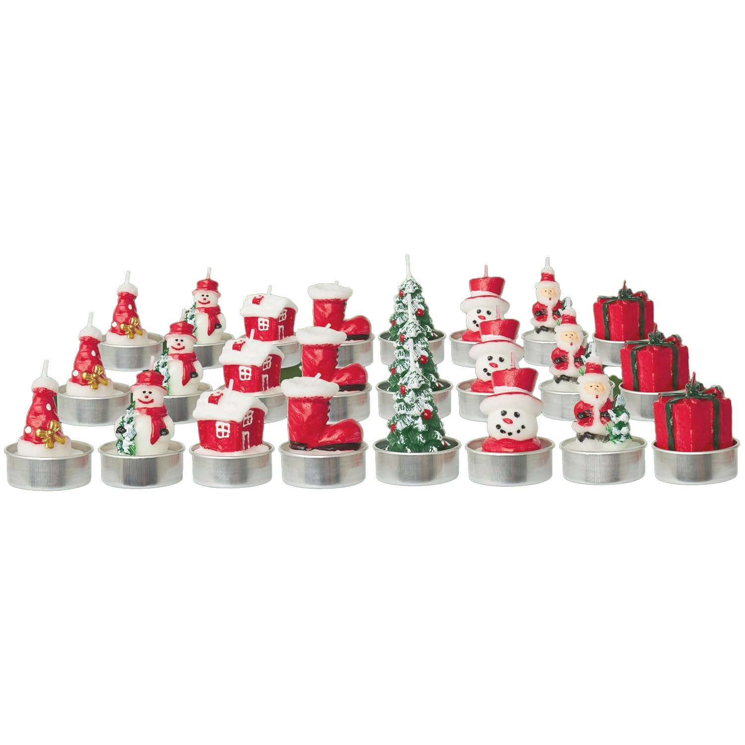 Adventskalender Kerzenkalender mit 3D Teelichter Kerzen Deko (Weiß)