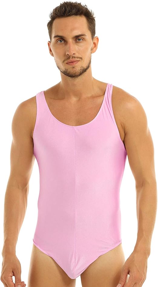 Freebily Mens Stretch Racer Back High Cut Thongs Bodysuit Singlet