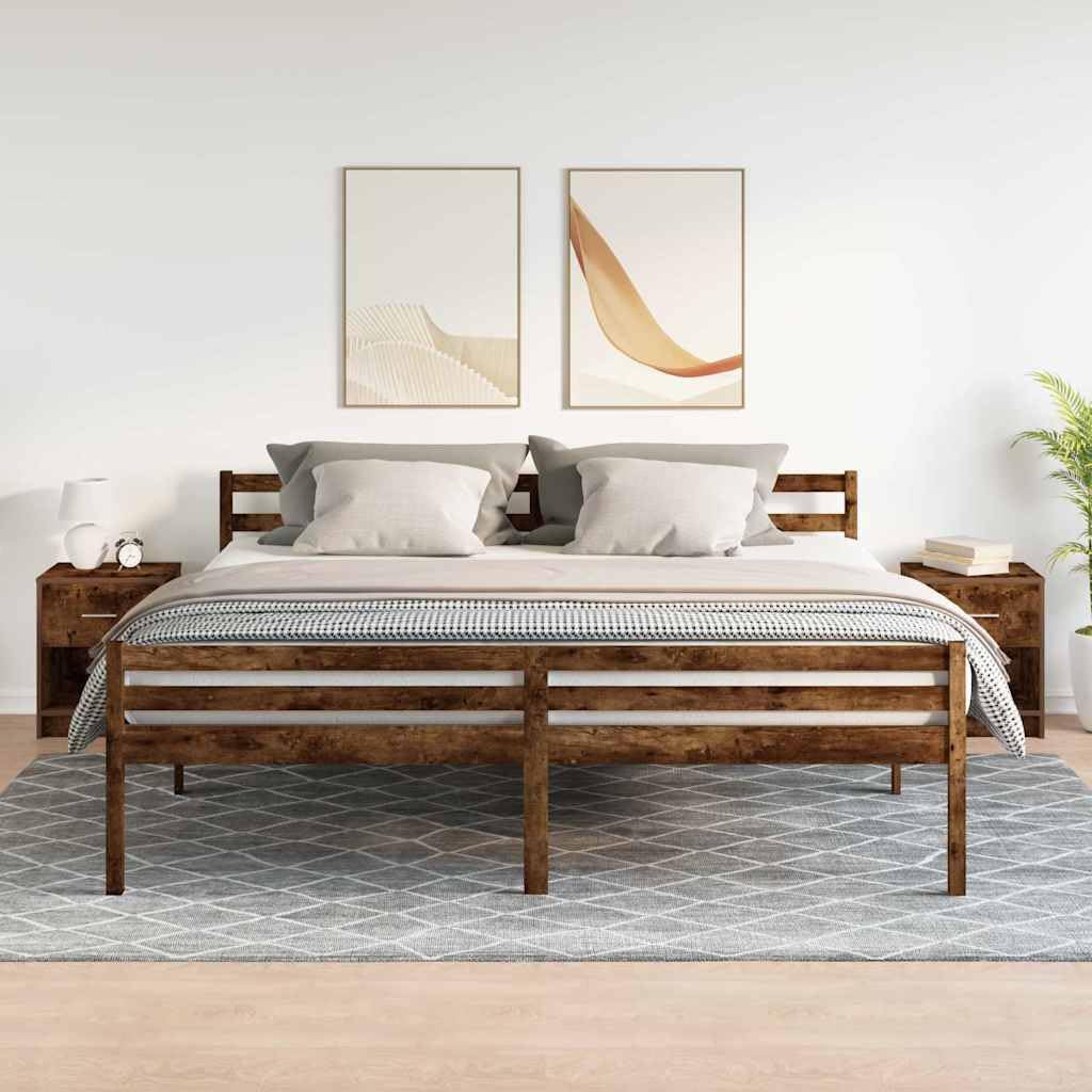 Comodini 2 pz con cassetto in truciolato rovere fumo 40x34x50 cm, mobiletto salvaspazio con ripiano e scomparto per camera da letto, soggiorno, ufficio, corridoio, ingresso
