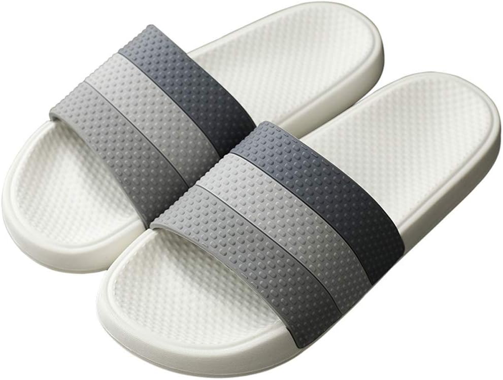 FINLEOO Lightweight Women/Men's Slip On Slippers Non-Slip Shower Sandals House Pool Shoes Bathroom Slide Water Shoes,sl02,Grey,42.43