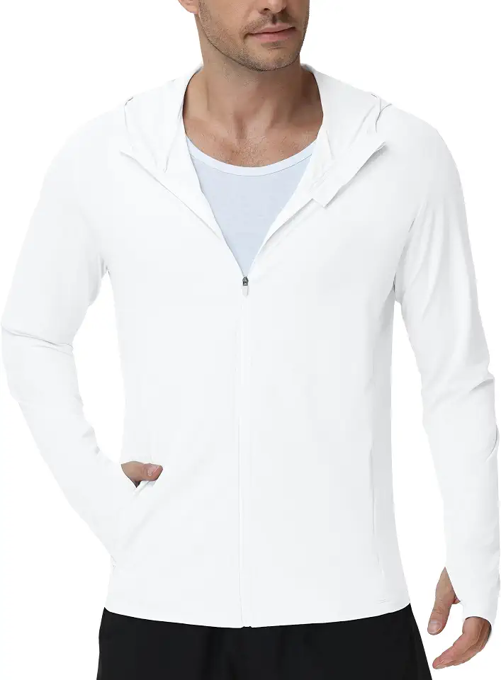 Roadbox Men's UPF 50+ UV Sun Protection Hoodie Jacket, Lightweight Full Zip Fishing Shirts for Hiking Running Workout