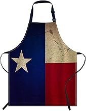 oFloral Vintage Texas Flag Apron,Adjustable Neck Bib Apron for Men Women,Suitable for Kitchen Cooking Waitress Chef Apron