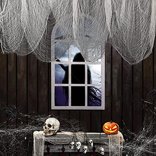 Festicorp Halloween White Cheesecloth, 394X30 Inch-Halloween Spooky Creepy Cloth Curtain Gauze Fabric, Spider Web Mesh White Cheese Cloth For Haunted House Decor, Indoor & Outdoor Decoration #TOP2