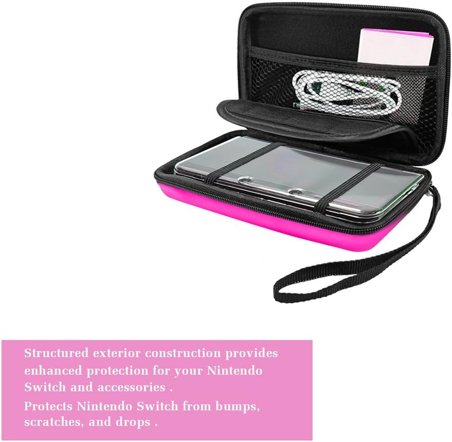 Replacement 3dsxl Case 3ds Case with 8 Game Holders,Hard Protective Carrying Case for Nintendo New 3DS XL,New 3DS, 3DS XL,(Pink) (NOT for Nintendo Switch and Nintendo 2DS)