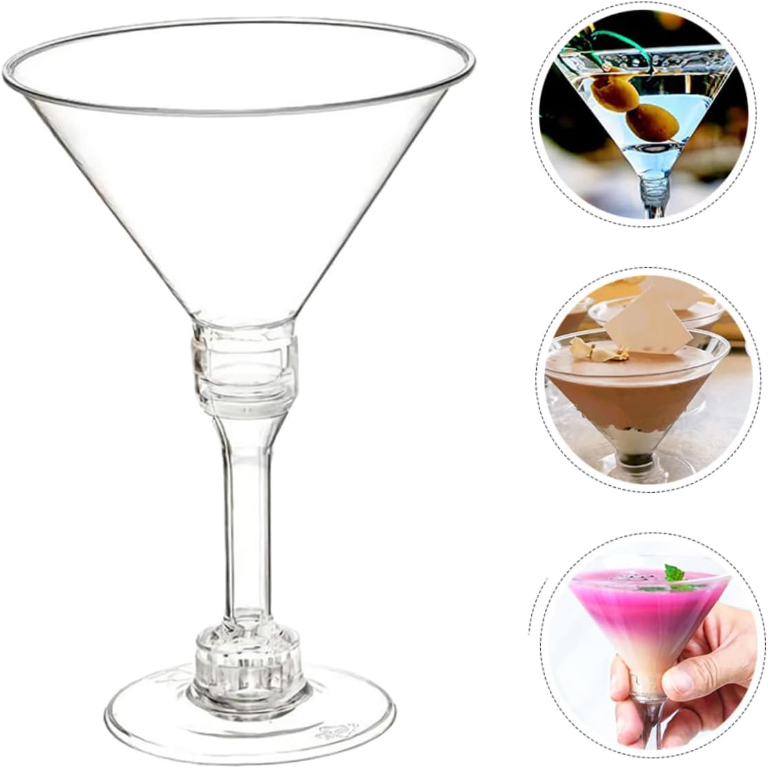 DECHOUS 50pcs Cocktails Goblet Cups Disposable Wine Glasses Shaker Barware for Wedding Party Bar Outdoor Pool Margarita Drink Decorations