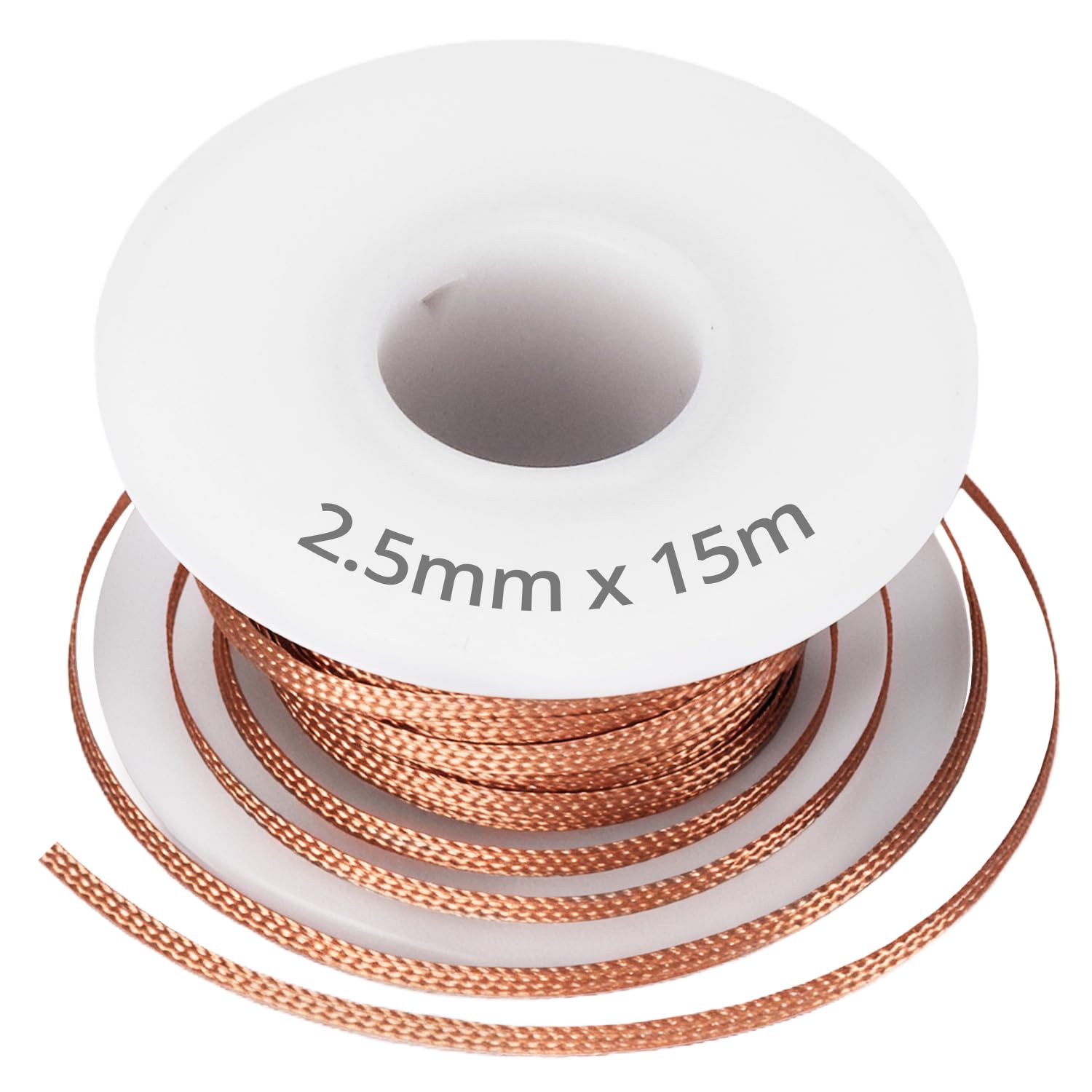 QWORK® treccia dissaldante, stoppino di flusso in filo di rame, per una rimozione efficiente della saldatura, 2.5 mm x 15 m