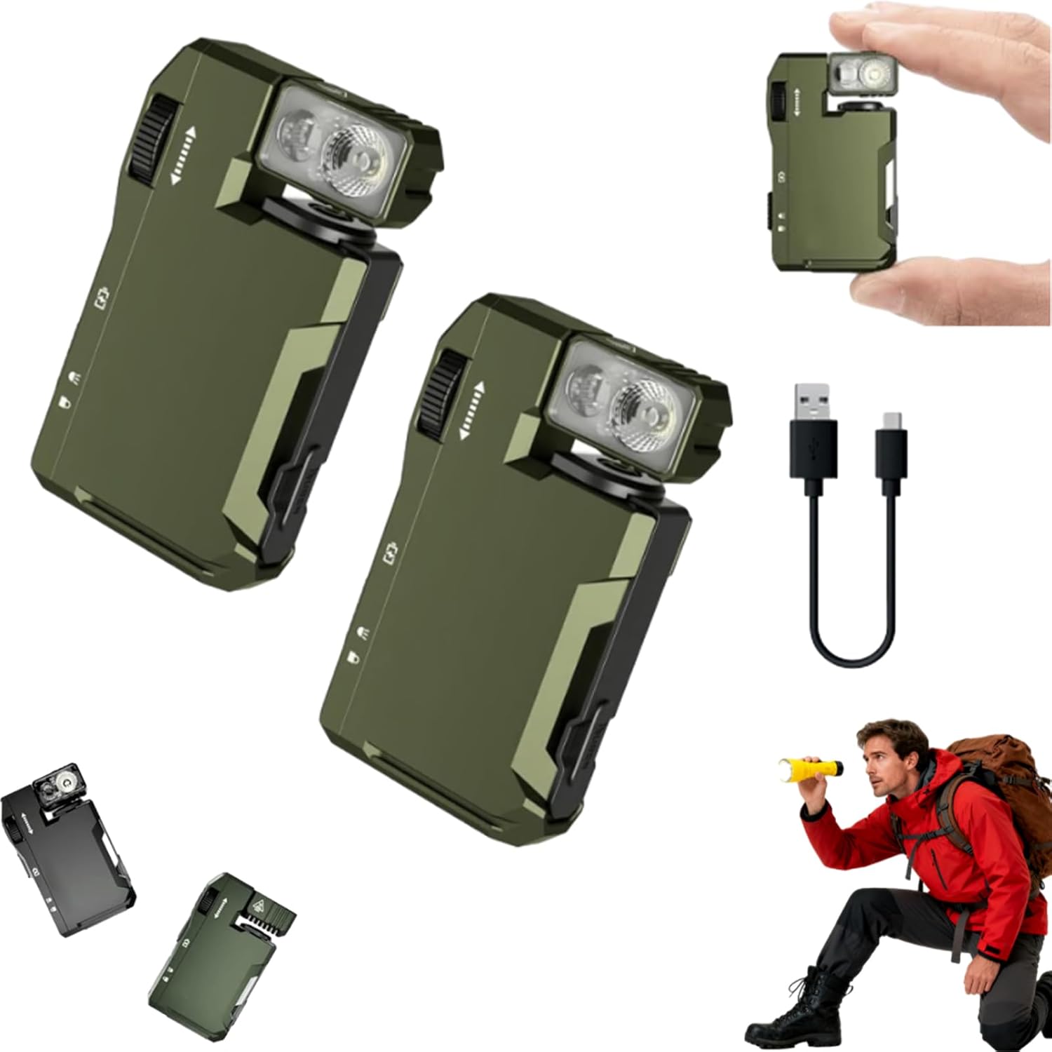 Mini Edc Flashlight, G5 Pocket-Sized LED Light, G5 Rechargeable Edc Flashlight,Lights 400 Lumens,180° Rotation Dual Light Ip68 Waterproof, Magnetic Mini Flashlight for Outdoor and Camping (Set)