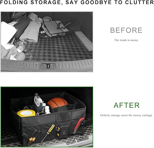 Miniatura 5 de Organizador de asiento trasero para maletero de automóvil, caja de almacenamiento plegable con múltiples compartimentos con bolsillos, organizador