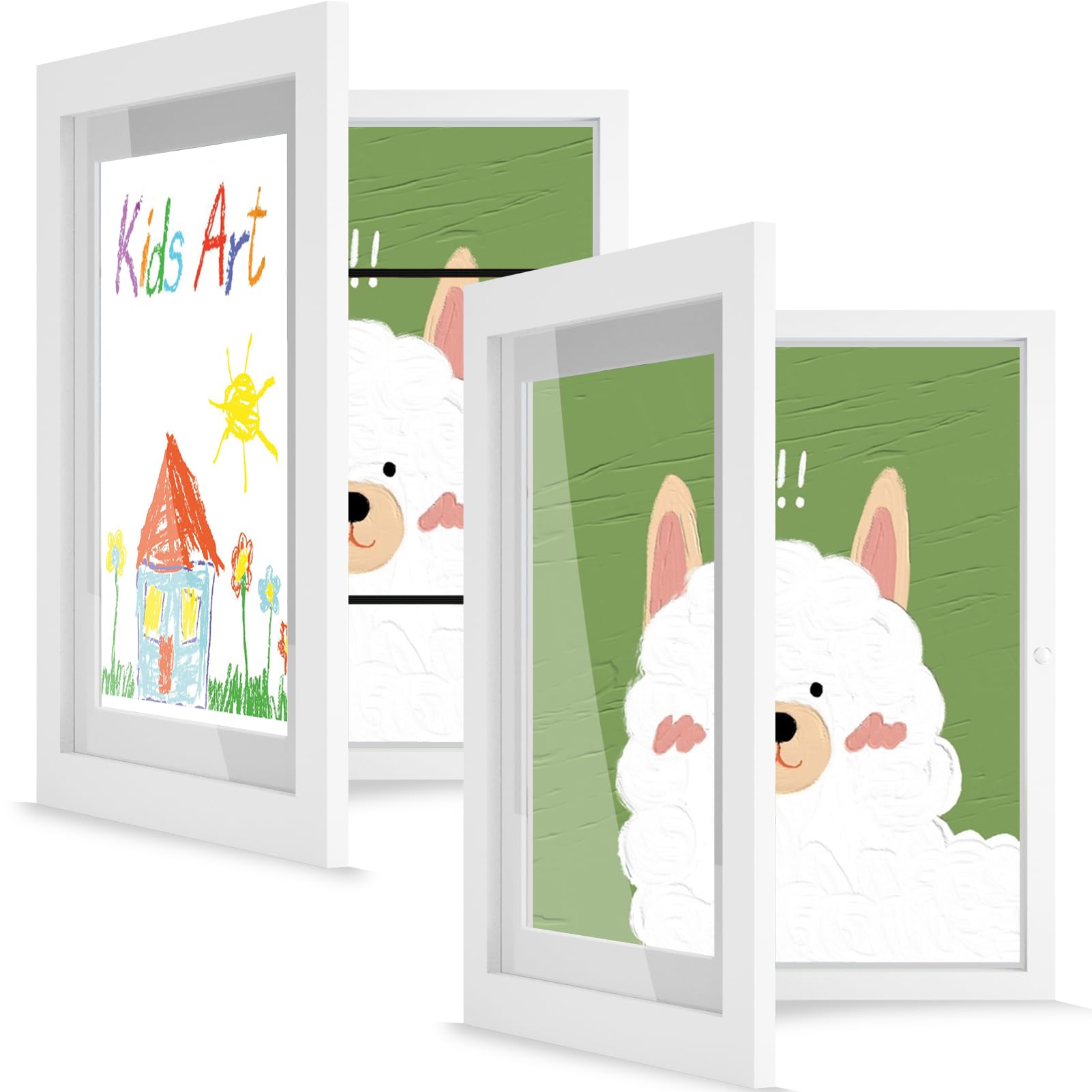 Kids Artwork Frames Changeable(2pack)8.5x11 American Kids Art Frame Front Opening Holds 50+Pcs Artwork Display for Kids art frames changeable artwork frames kids & Children’s Art Frames White
