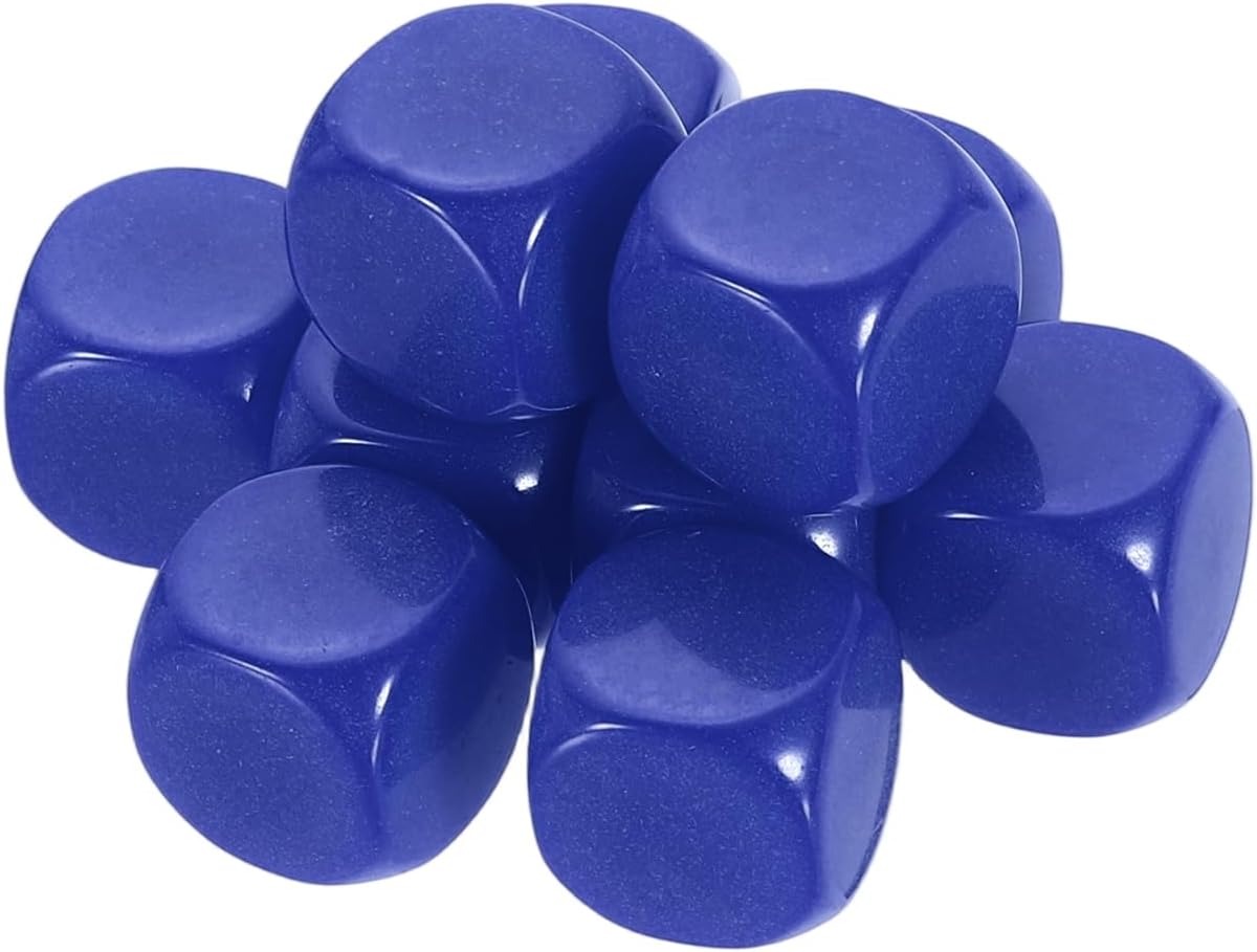 uxcell 10Pcs Rounded Blank Six Sided Dice 16mm/0.6inch Acrylic Dice Cube with Smoothed Surface for Party Board Game Craft Making, Blue