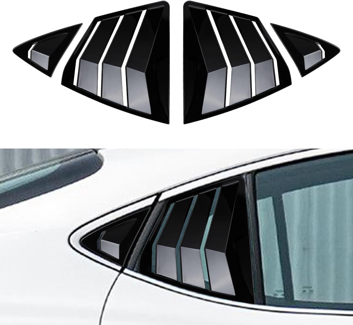 Rear Side Window Louvers Compatible for Toyota Camry 2025 2026 Accesories for Toyota Camry 9th Gen Sport Style Air Vent Cover (Glossy Black)