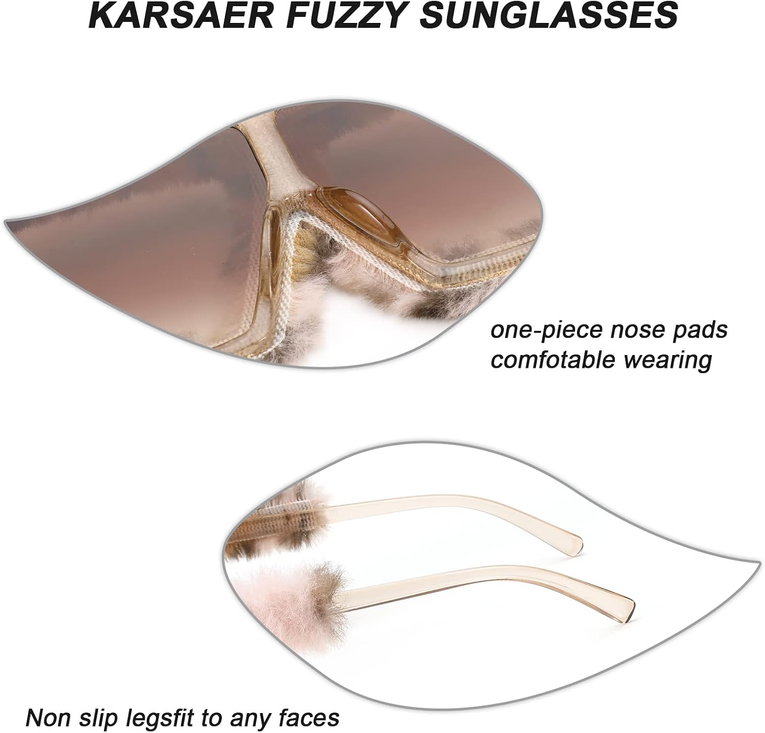 Karsaer Vision Plush Fuzzy Flat Top Fashion Square Large Shades Punk Soft Velvet Shade Party Eyewear… - Image 7