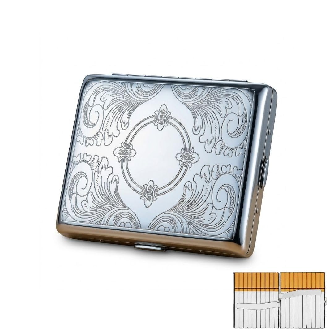 Luxeeva® Cigarette Case | Metal Spring-Loaded Holder for 20 Cigarettes, Durable & Compact Cigarette Box for Men-image-16