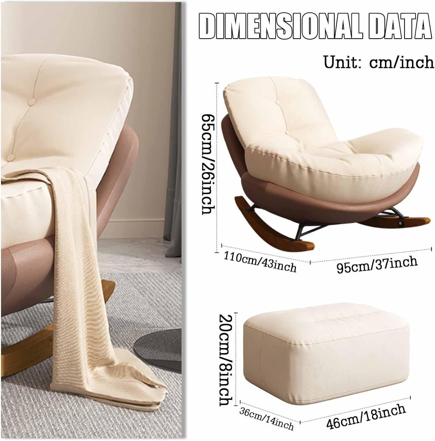 Comfortable Upholstered Rocking Chair with Footstool - Nursery Glider & Living Room Recliner for Small Spaces, Perfect for Relaxation and Stylish Decor