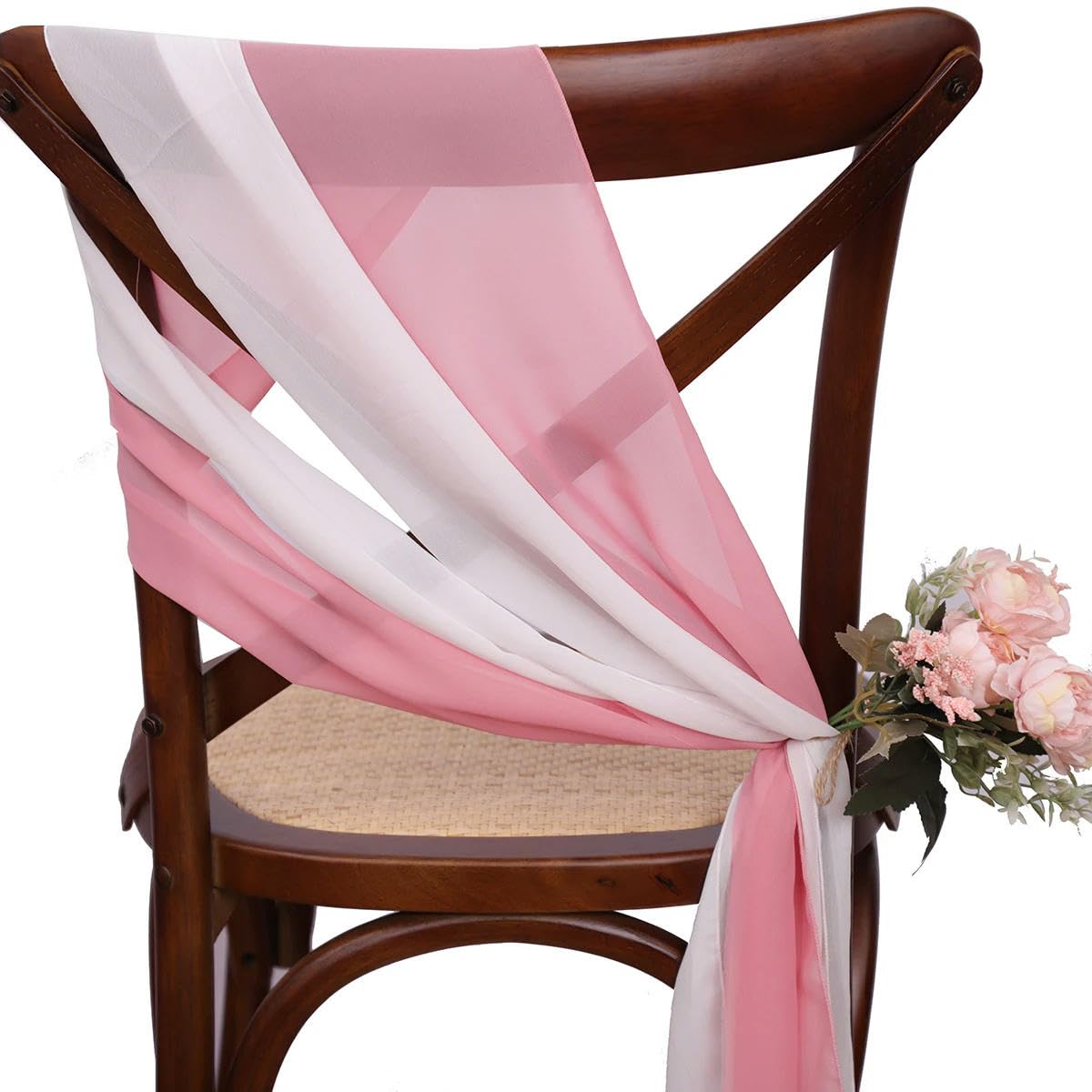 Generisch 24 sztuki 30 x 275 cm, różowe, zestaw 12 szarf szyfonowych na krzesła weselne, wstążka, wesele, szyfon, pionowe zasłony na krzesła