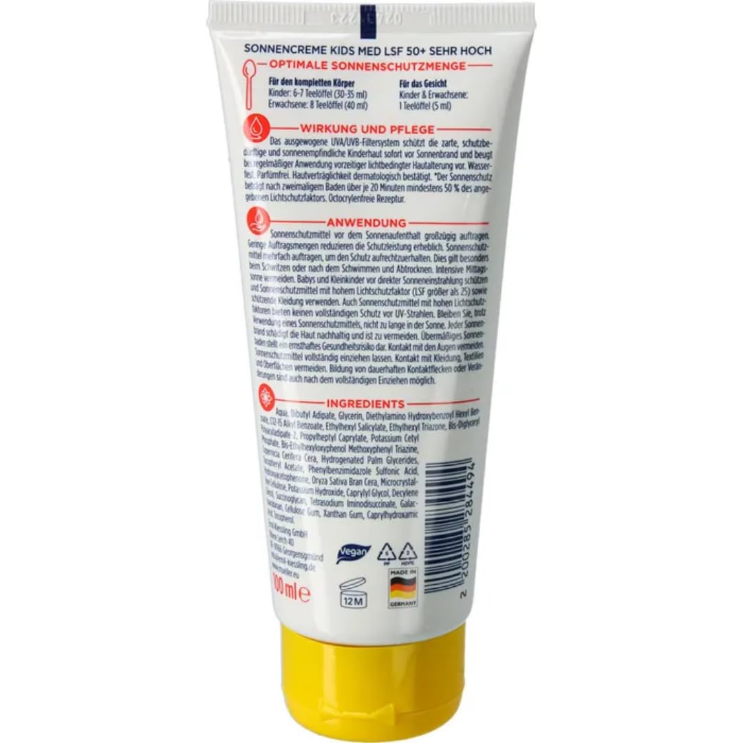 LAVVOZON Sonnencreme Kids MED, LSF 50+, 100 ml, wasserfest, 4 Er
