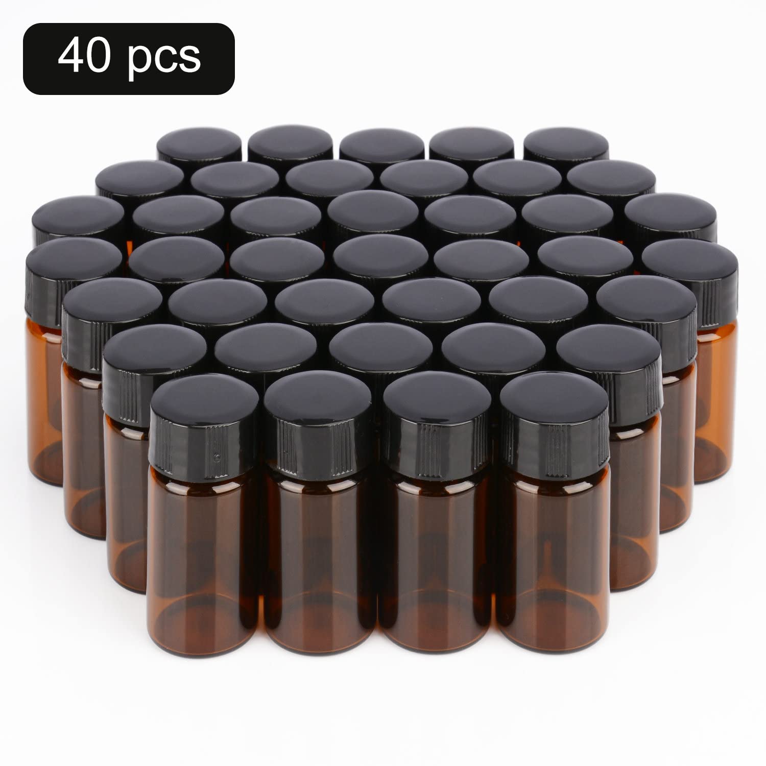 stonylab Viali Campione in Vetro Marrone con Tappo a Vite, Flacone per Campionamento Liquido Flacone Reagente in Vetro Ambra, Capacità 10 ml, Confezione da 40