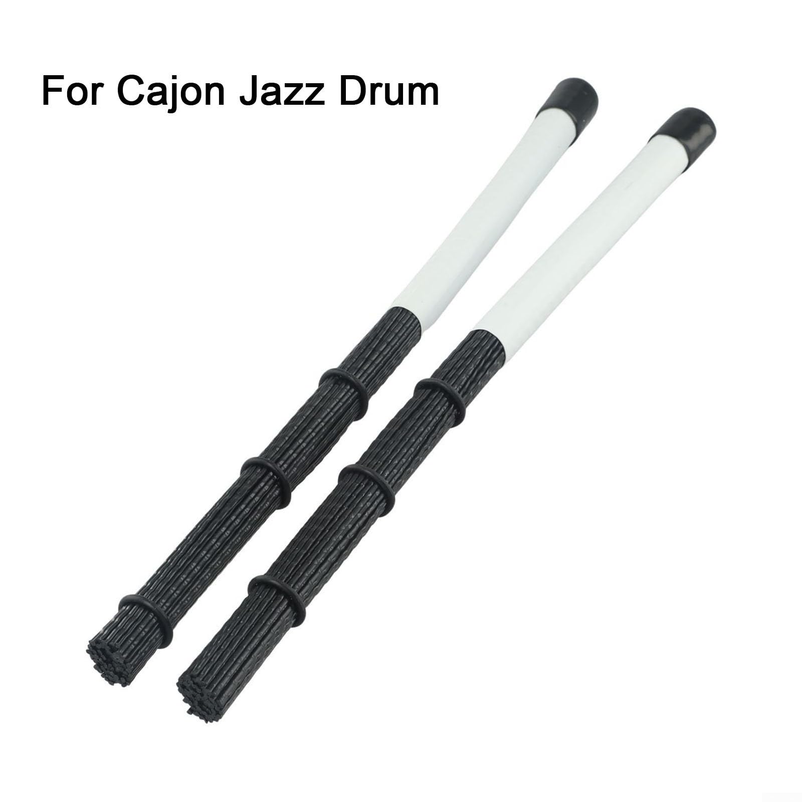 Cepillos de tambor, cepillo de tambor, baquetas hechas de nailon para cajón de jazz de tambor y otras interpretaciones musicales suaves ()