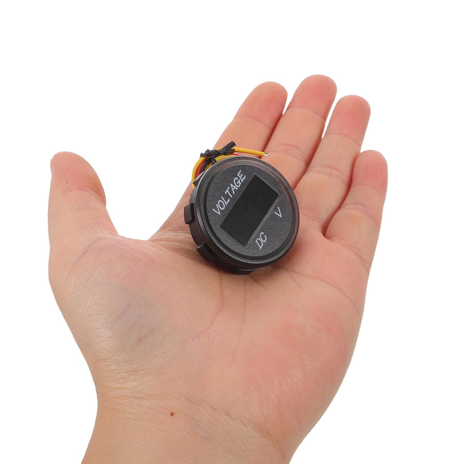 Cabilock Waterproof Digital Voltage Gauge 0-100v Round Voltmeter with Wire for Car Marine Boat Utv ATV Vehicle Electrical Monitoring Ip67