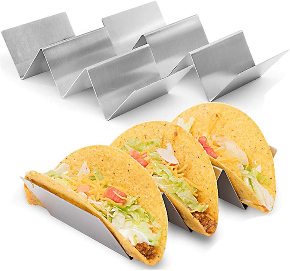 2 Pack Taco Holder Taco High Capacity Pizza Stand Rack Metal Wave Shaped Oven/Dishwasher/Microwave All Safe