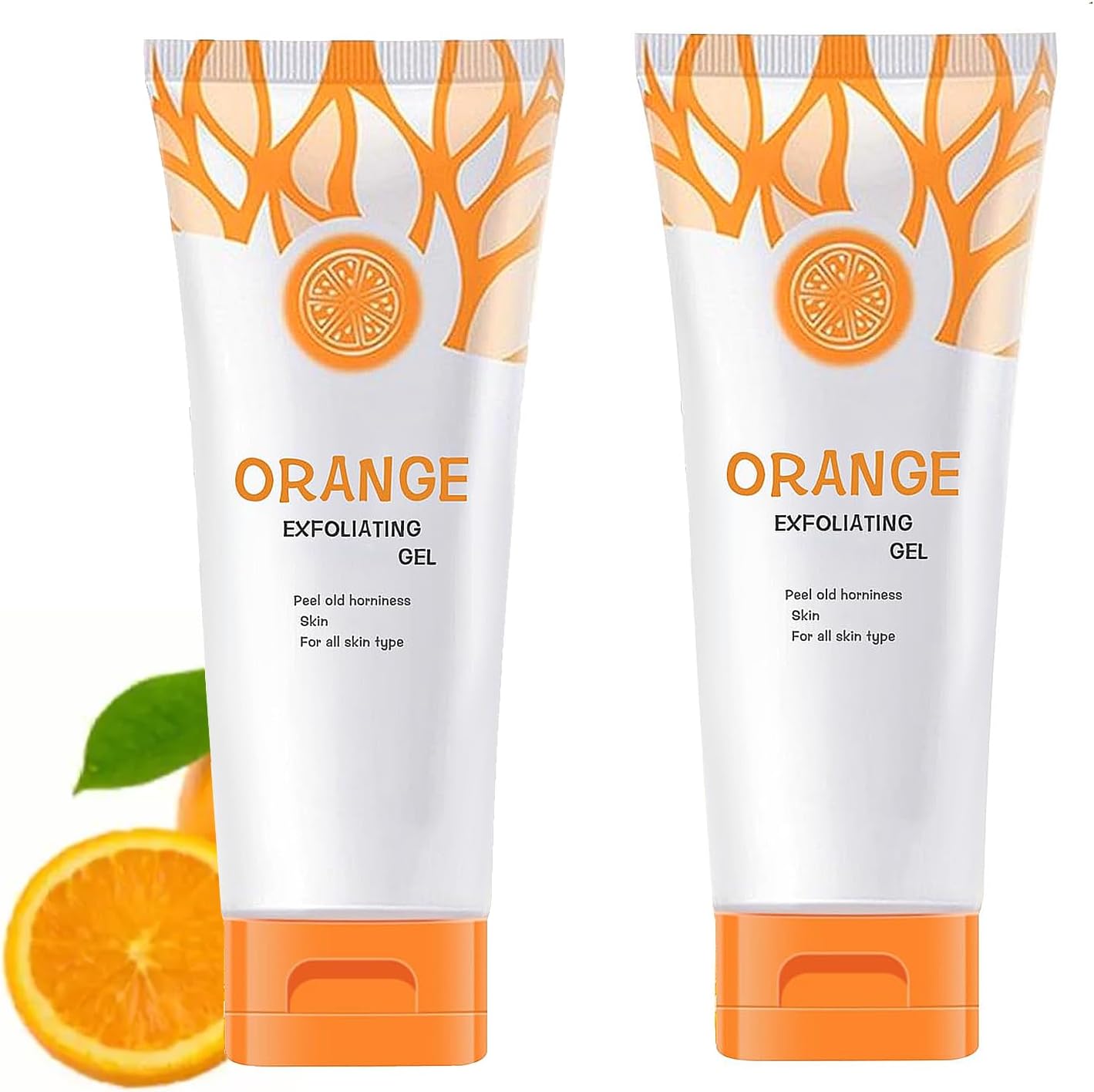 Orange Exfoliating Gel Scrub Face Body Skin Peeling Gel Face Scrub Deep Cleansing Moisturizing Facial Exfoliator Natural Orange Peeling Facial Cream for Women Skin Care (2PCS)