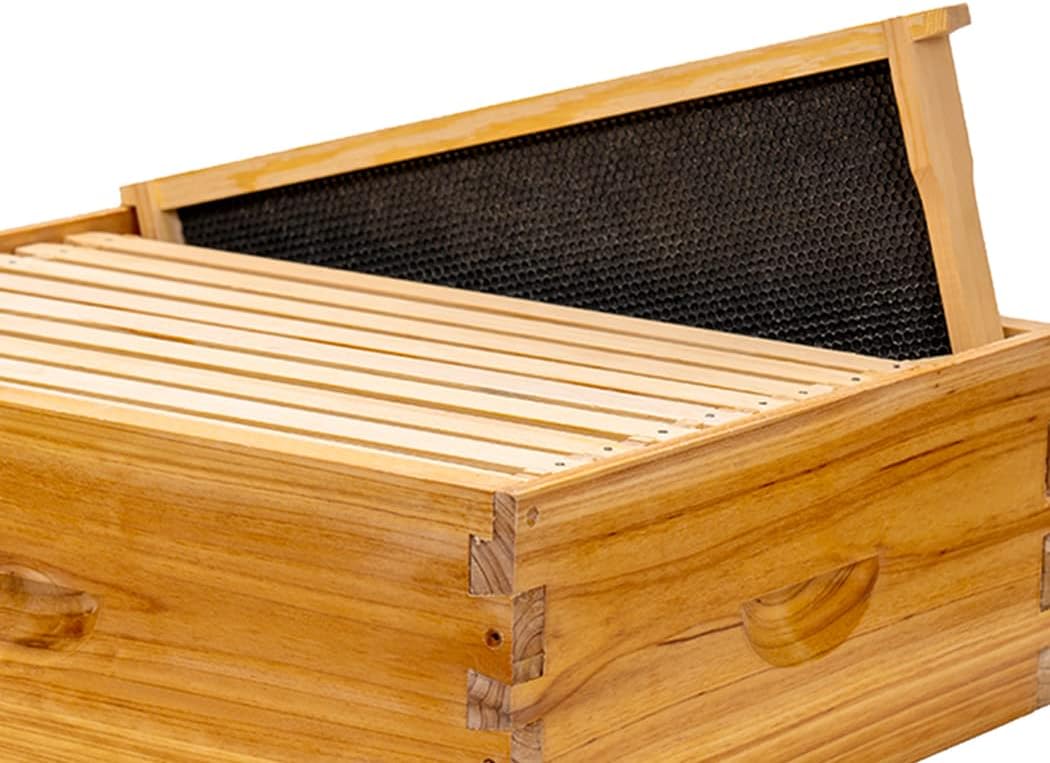 20 Pack Honey Bee Frames with 100% Beeswax Coated Food Grade Foundation Sheets, Complete Unassembled Medium Super Beehive Frames and Foundations - Image 5