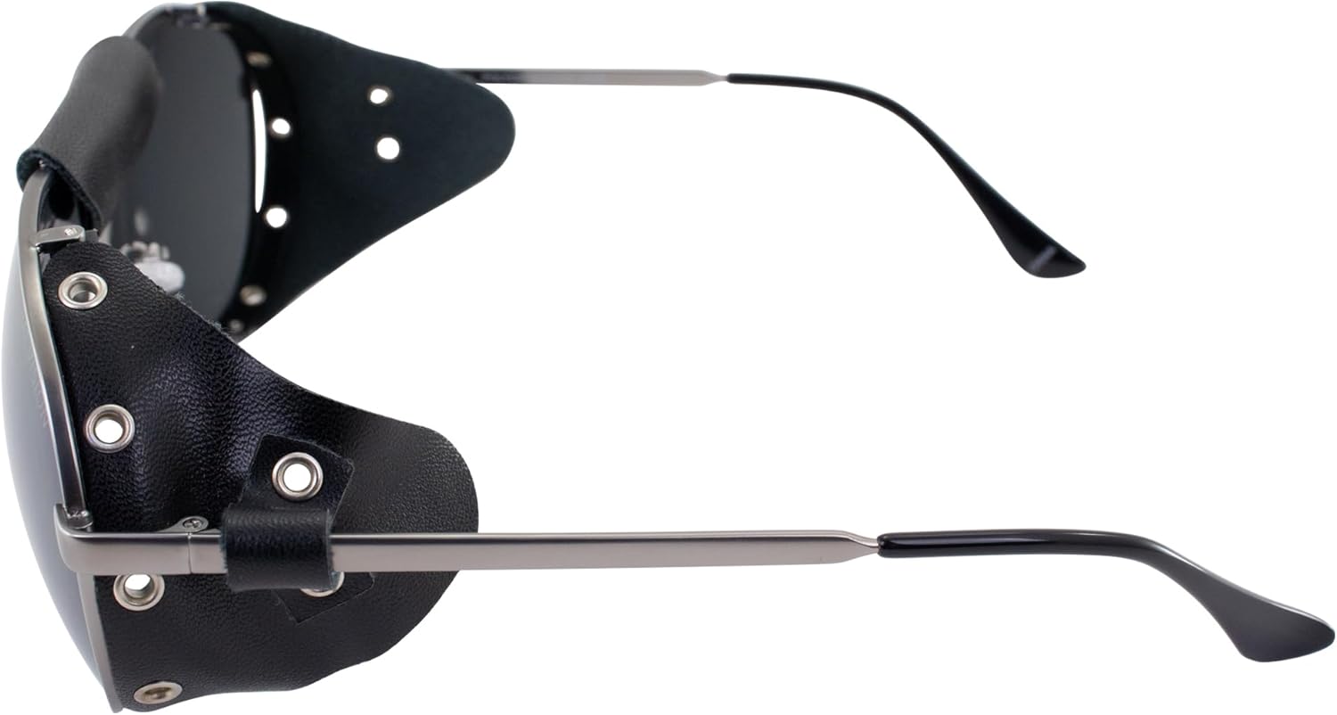 Global Vision Aviator-3 Motorcycle Sunglasses w/Side Shields Gunmetal Frames w/Smoke Lenses - Image 3