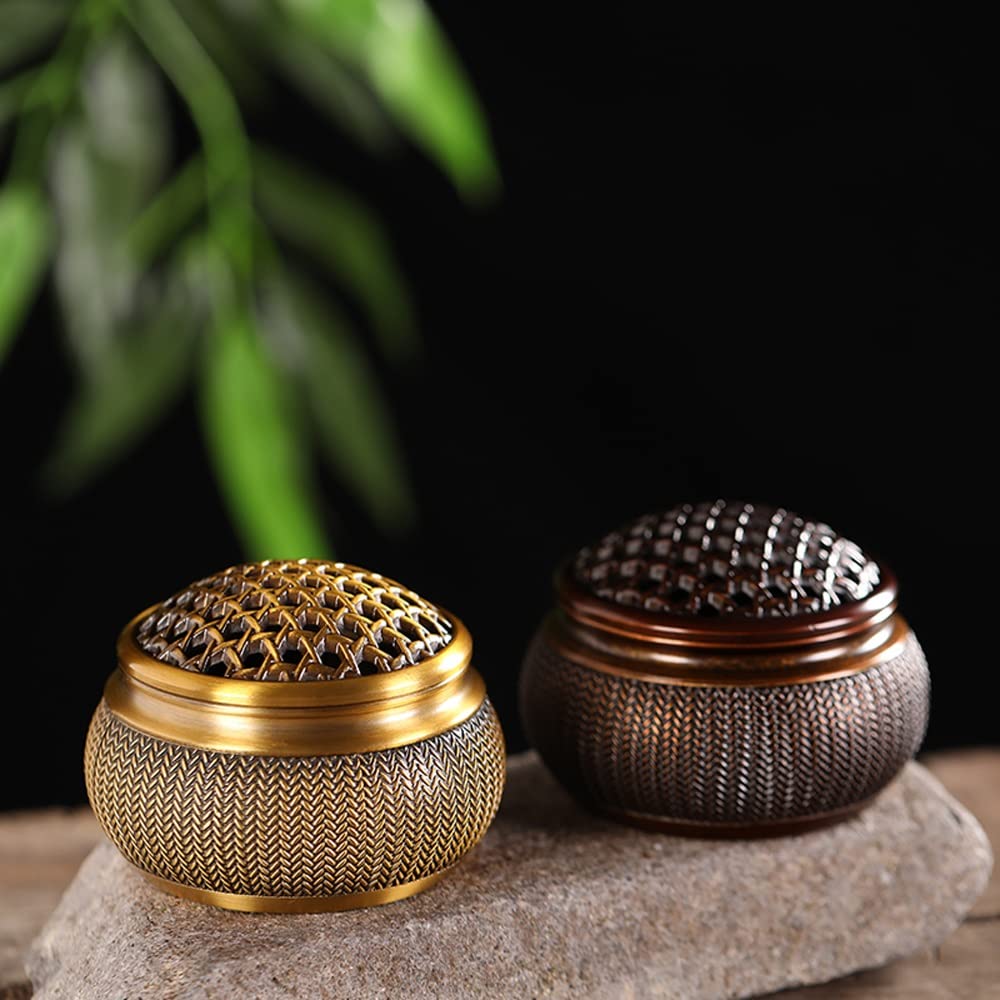 Brass Incense Burner Holder with Lid, Antique Incense Burner for