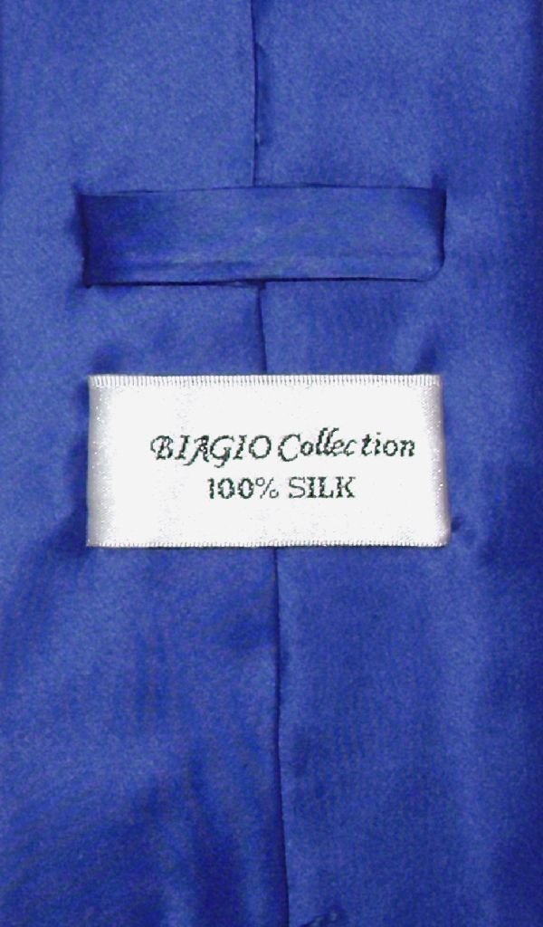 Biagio 100% Silk Necktie Solid Royal Blue Color Men's Neck Tie