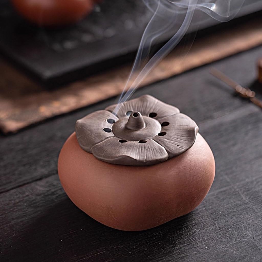 Quemador de incienso de cascada, creativo quemador de incienso de arcilla morada, mesa de té, torre de incienso, adornos de caqui, quemador de incienso de reflujo