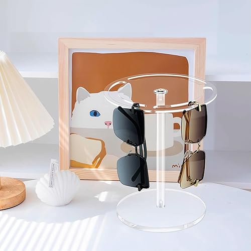 Miniatura 2 de Bigfety Soporte acrílico para lentes de sol con rotación de 360 grados, estante de exhibición de anteojos, organizador de mesa transparente para