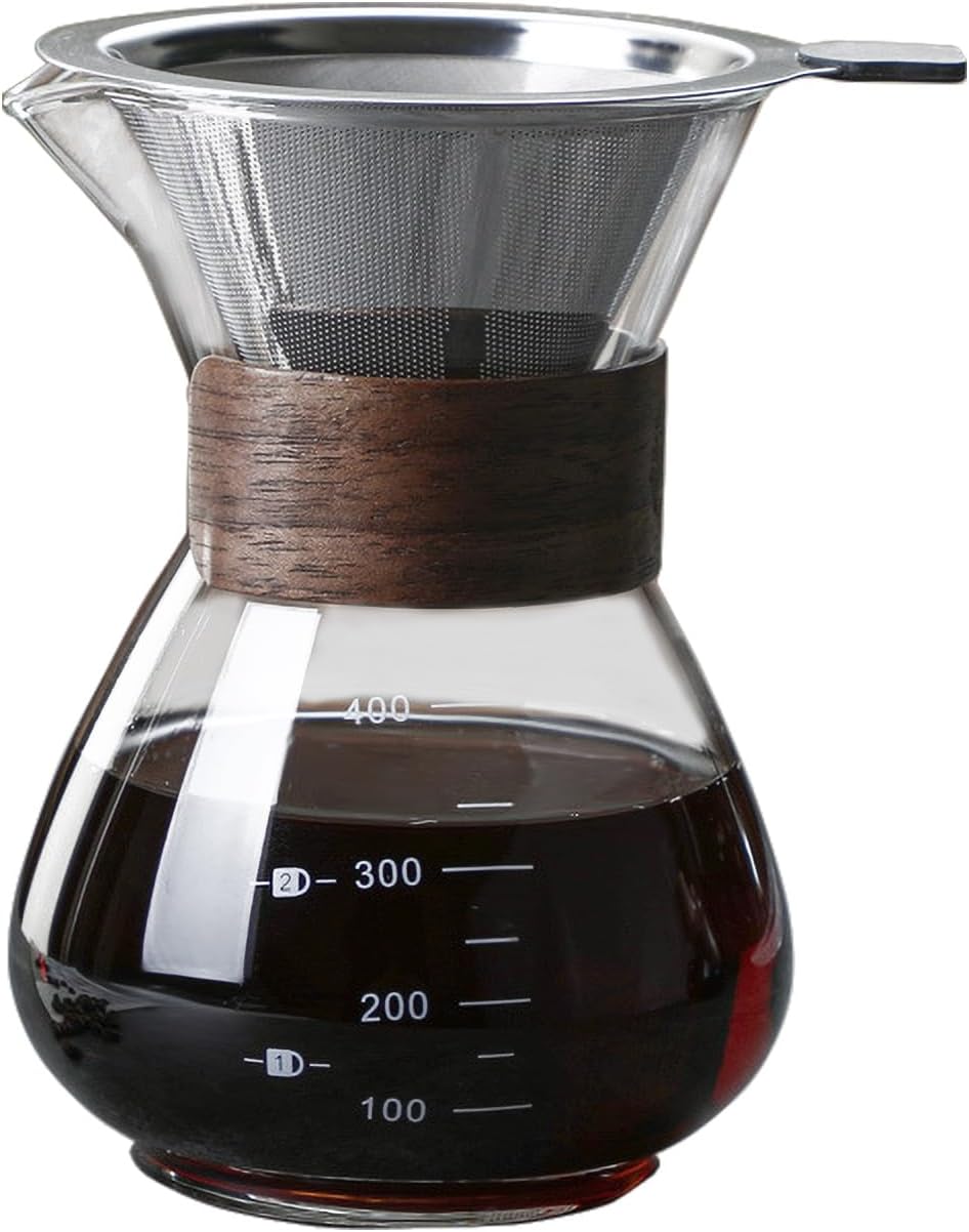 Pour Over Coffee Maker，Clever Coffee Dripper, V60 Drip Filter with On/Off Switch Silicone Glass Filter, Brew Like French Press & Pour Over, Borosilicate Glass, BPA-Free, Easy Clean