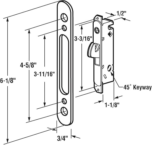 Miniatura 3 de FPL #3-45-S Cerradura de muesca de repuesto para puerta de vidrio deslizante, Dorado